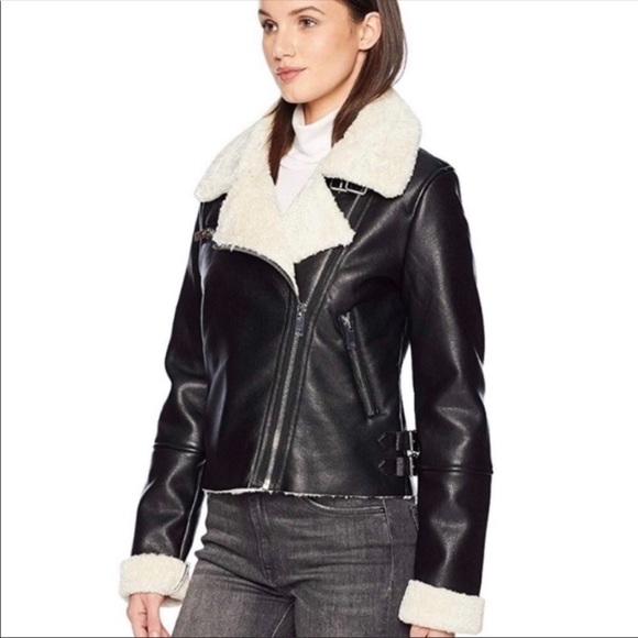 Blank NYC faux fur vegan leather moto jacket - Picture 2 of 8